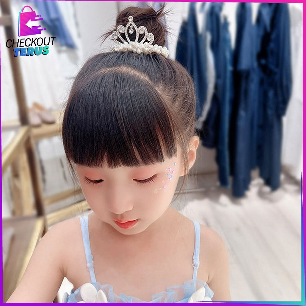 CT C879 Ikat Rambut Anak Perempuan Motif Mahkota Mutiara Korean Style Ikat Rambut Princess Lucu Girls Hair Ties Karet Rambut Mutiara Import