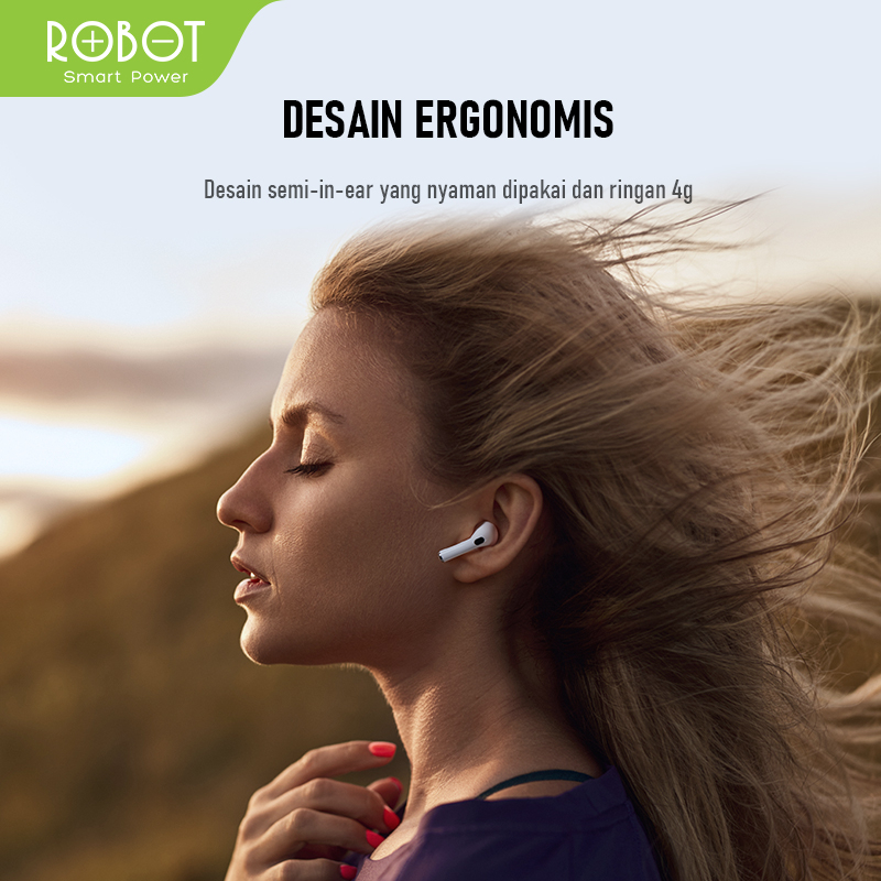 Robot TWS Wireless Earphone Airbuds New T50S Original BT 5.3 True Wireless Headset Bluetooth Earbuds IPX4 WaterProof - Garansi 1 Tahun