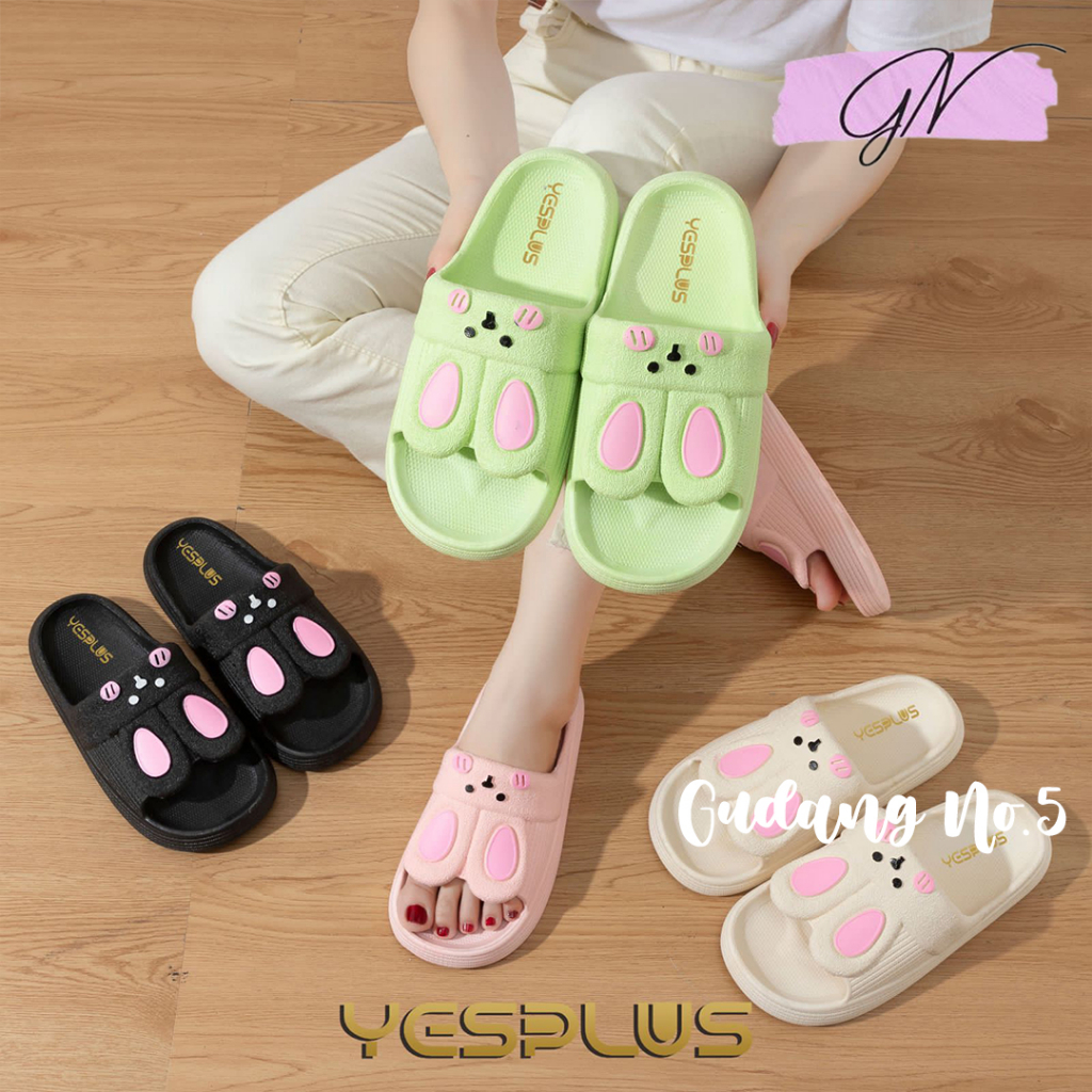 GN-8188 Sandal Selop Jelly Cute Rabbit Wanita Slip On Import PVC