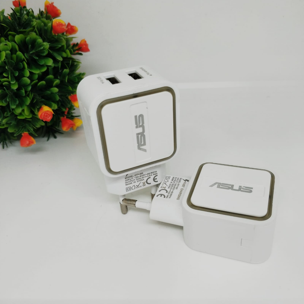 ADAPTOR BATOK CHARGER  QTP003 2USB ASUS TRAVEL ADAPTER CASAN SUPPORT SEMUA HP ANDROID SMARTPHONE PROMO SEN