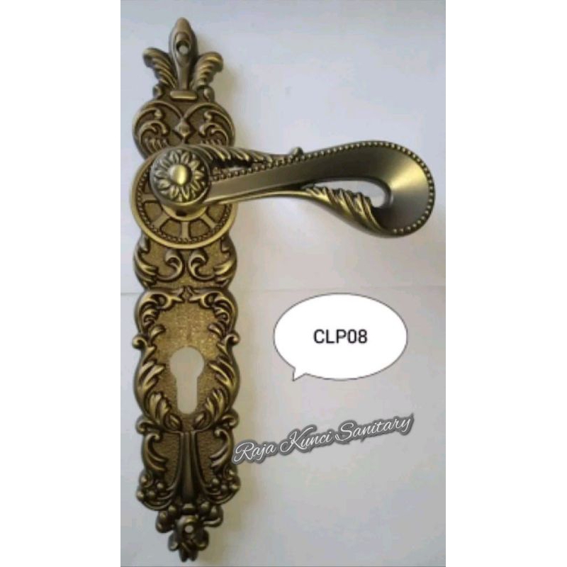 Handle Pintu Plate SES Spain Antique Brass/Ukir/Gagang/Pegangan Pintu