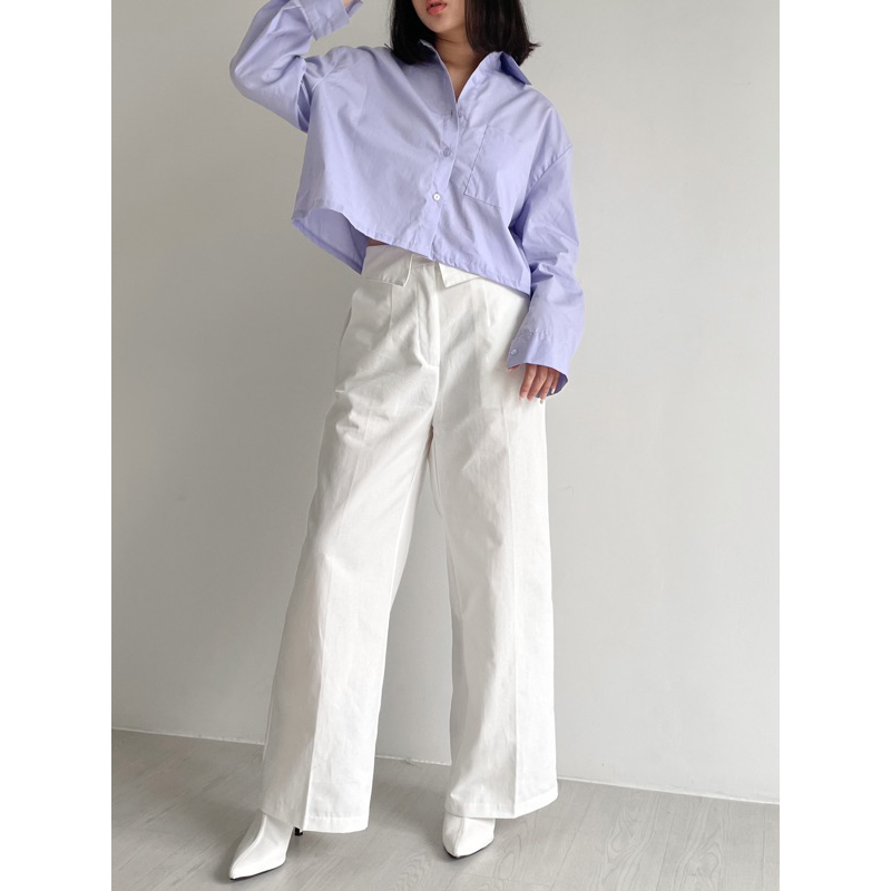 Jennie [제니] Plain Fold Pants Celana Panjang Gaya Korea Blackpink Wanita Cewek Perempuan