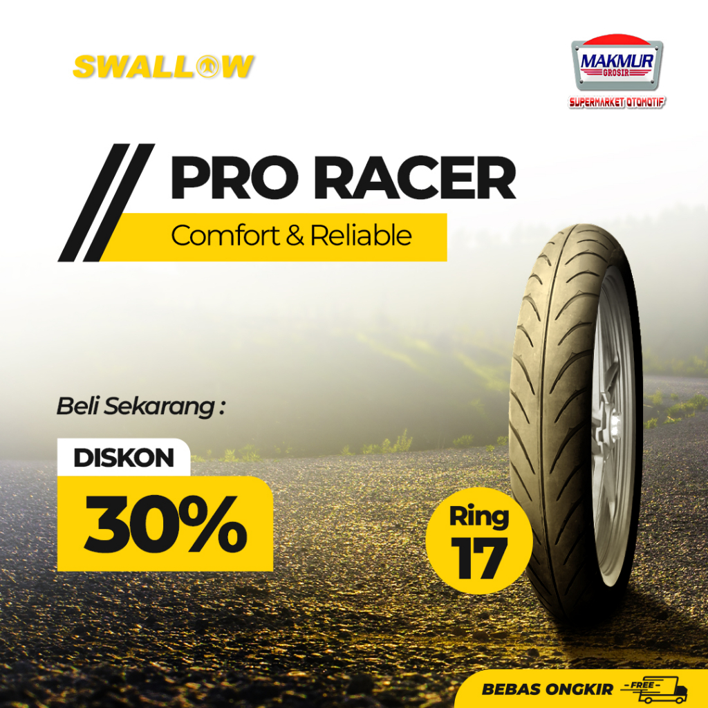 BAN LUAR TUBELESS Swallow PRO RACER Ring 17" Soft Compound Kompon