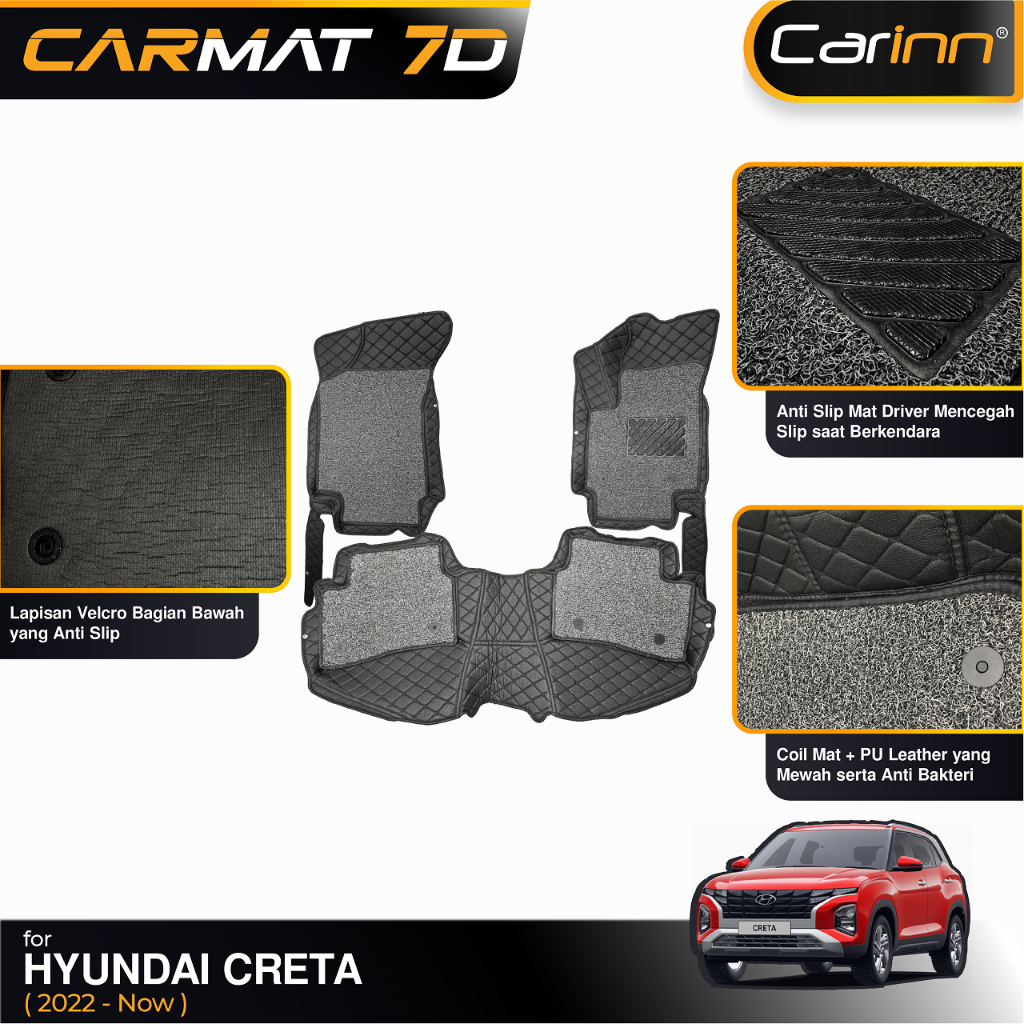 Carinn Karpet Mobil Hyundai Creta 2022-On 7D Premium Carmat Diamond Black + Koil Carpet