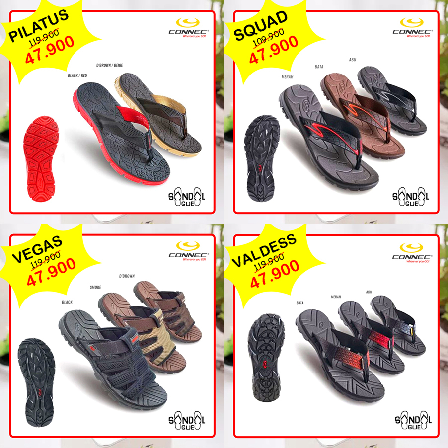 PROMO SANDAL PRIA KEKINIAN CONNEC VALDESS SQUAD PILATUS VEGAS 100% BARU