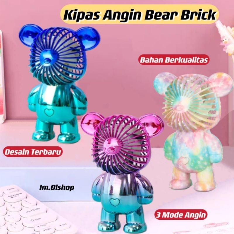 Kipas Angin Gradasi BearBrick Viral Mini Portable USB Charge Kipas Angin Genggam⭐ IM ⭐