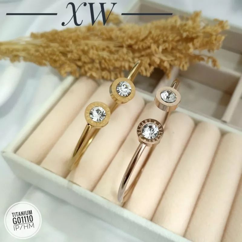 gelang bangle BVLGARI titanium anti karat O20290