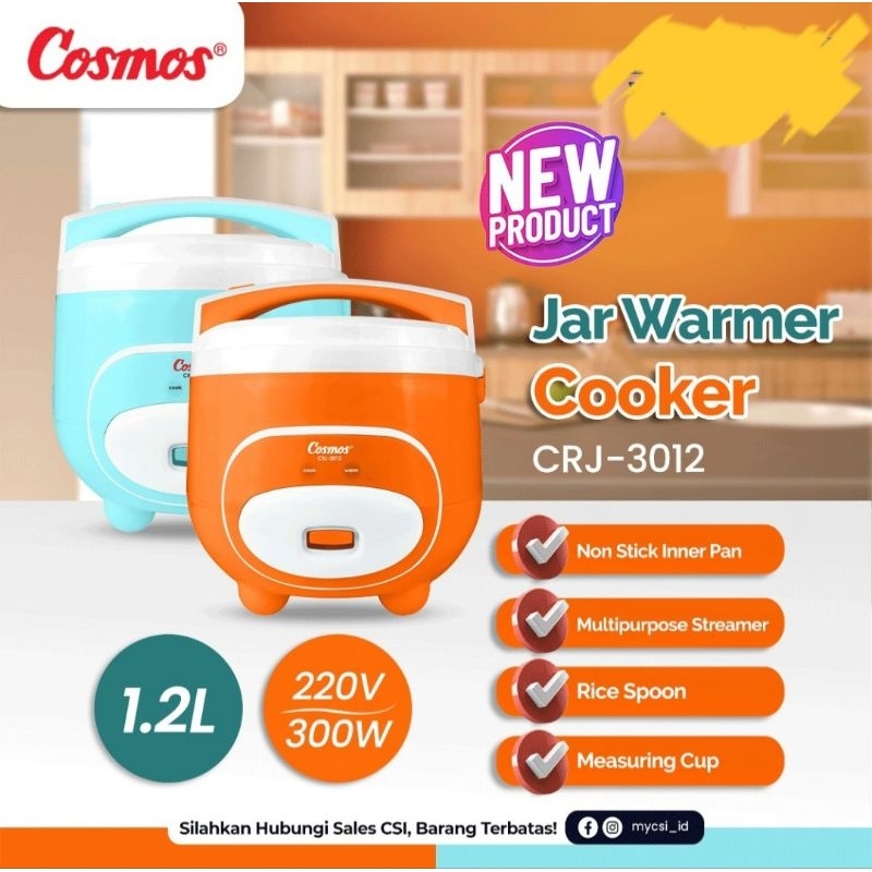 Cosmos Rice Cooker 1.2 liter Crj 3012 / Crj3012 Orange