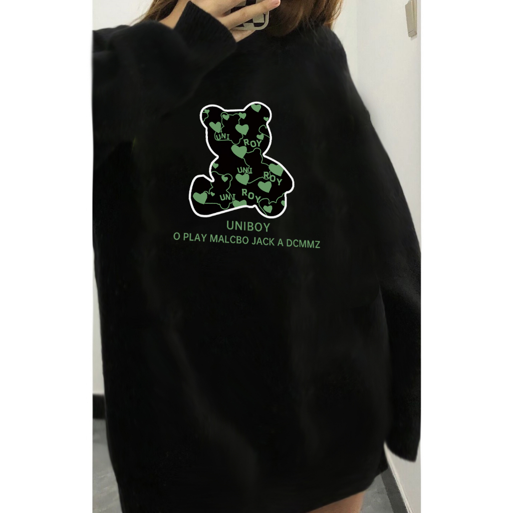 Sweater Lengan Panjang Bear Blossom Korean Style/Hoodie Oversize/Baju Wanita/Switer Wanita