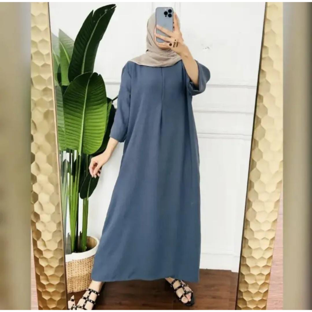 Gamis Daster Crinkle Airflow Polos