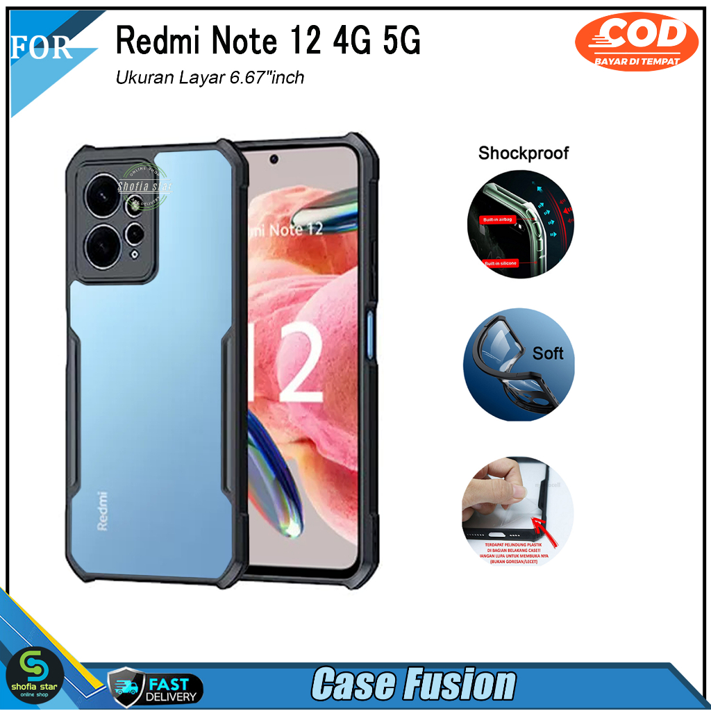 Promo Case Xiaomi Redmi Note 12 4G 5G Note 12 Pro 5G Poco F5 5G Poco X5 5G Softcase Fusion Shockproof Transparan Protect Casing