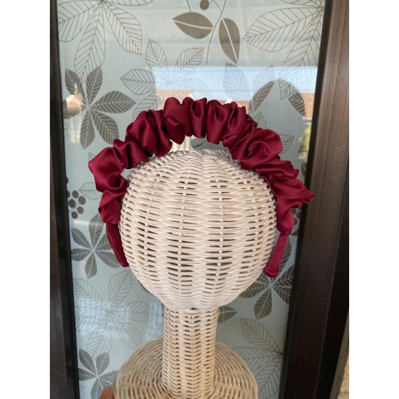 Bando Scrunchie Satin Medium Ruffle | Bando Headband Scrunchie Viral | Bando Nagita