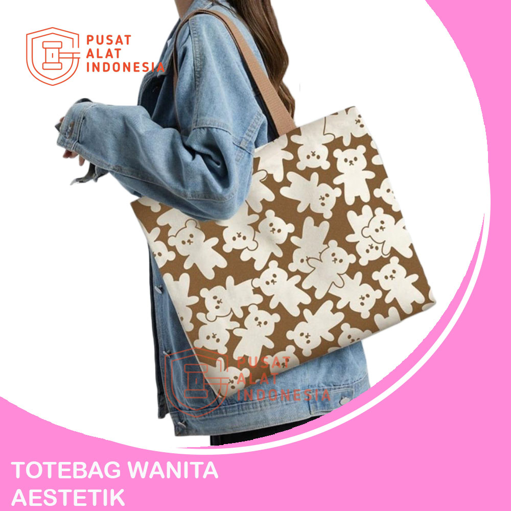 TOTEBAG WANITA NON RESLETING AESTETIK SR231 TAS TOTE BAG KUCING ABSTRAK