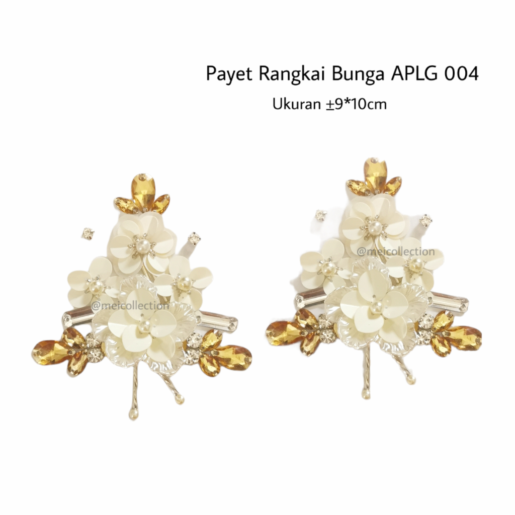 payet rangkai bunga 3d APLG 004 white gold