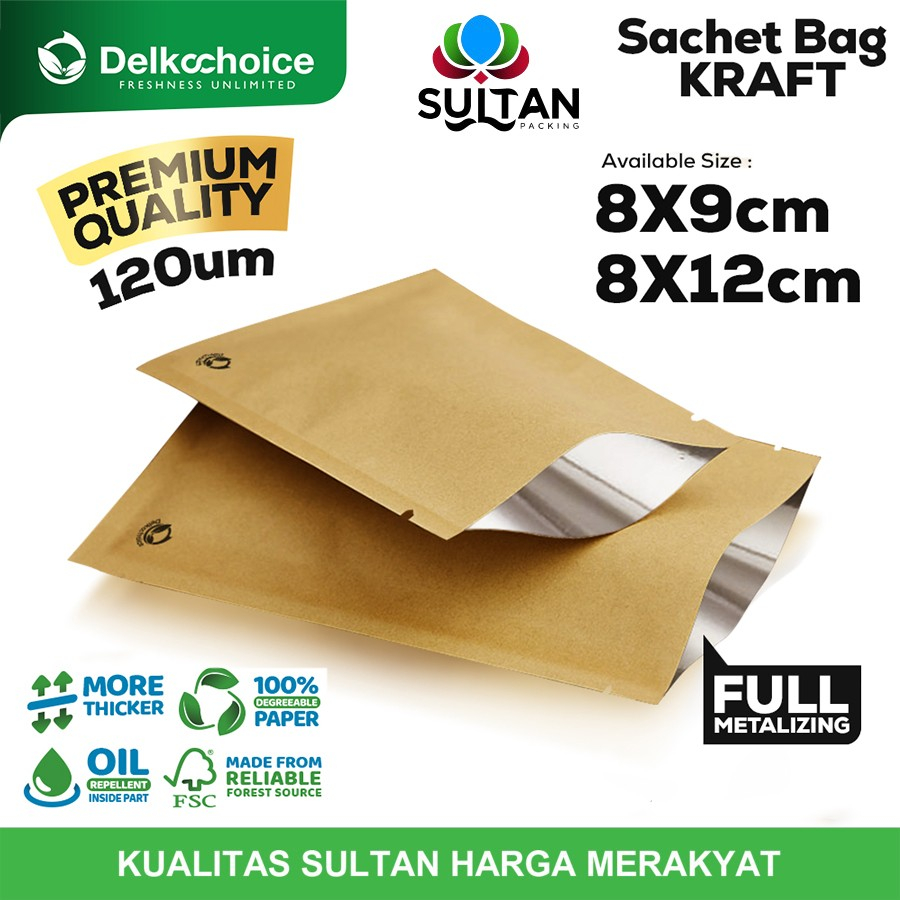 Sachet Bag Kraft Paper PREMIUM FOOD GRADE Metalizing Delkochoice