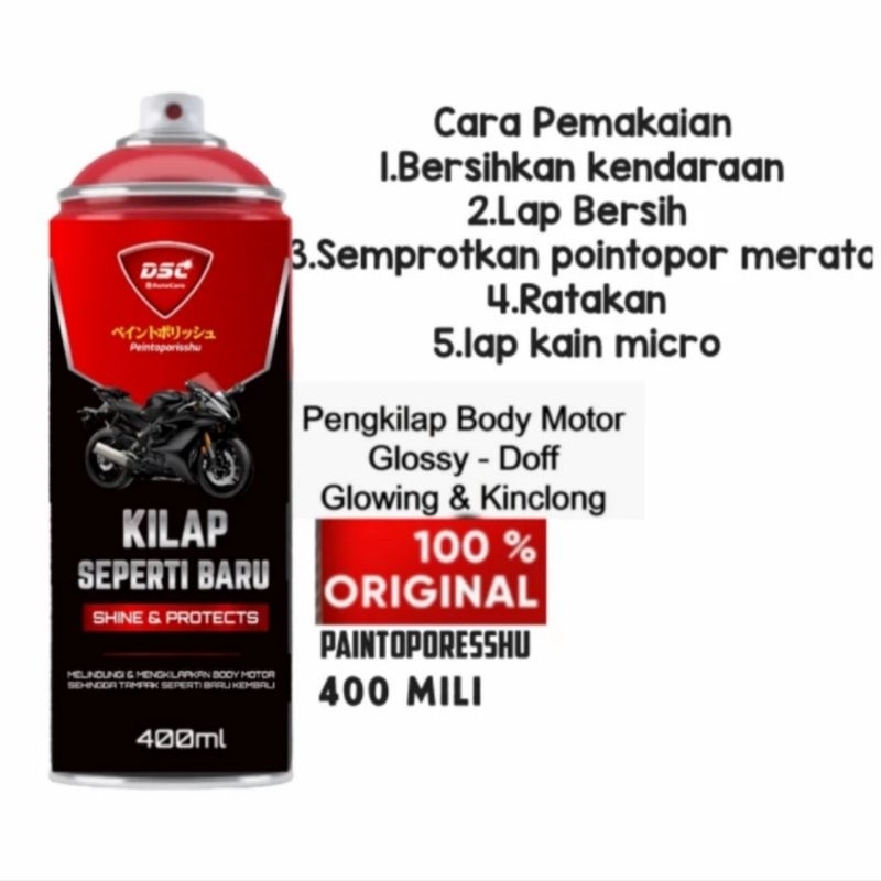 Pengkilap body / Penghitam body / Restored body kasar / Penghitam body kasar / Wax / Efek daun talas