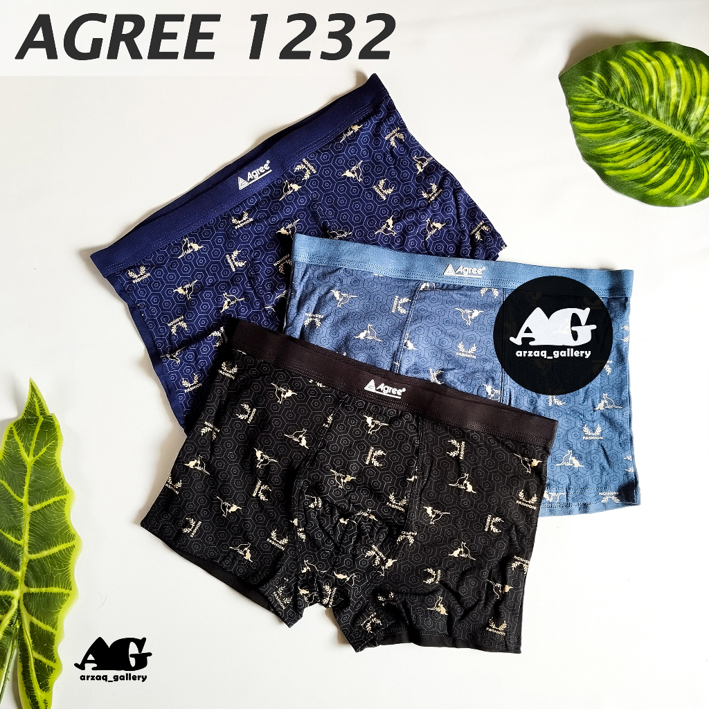 [ 3pc ] Boxer AGREE SPORT Art. 1232 | Celana Dalam Pria Boxer Motif