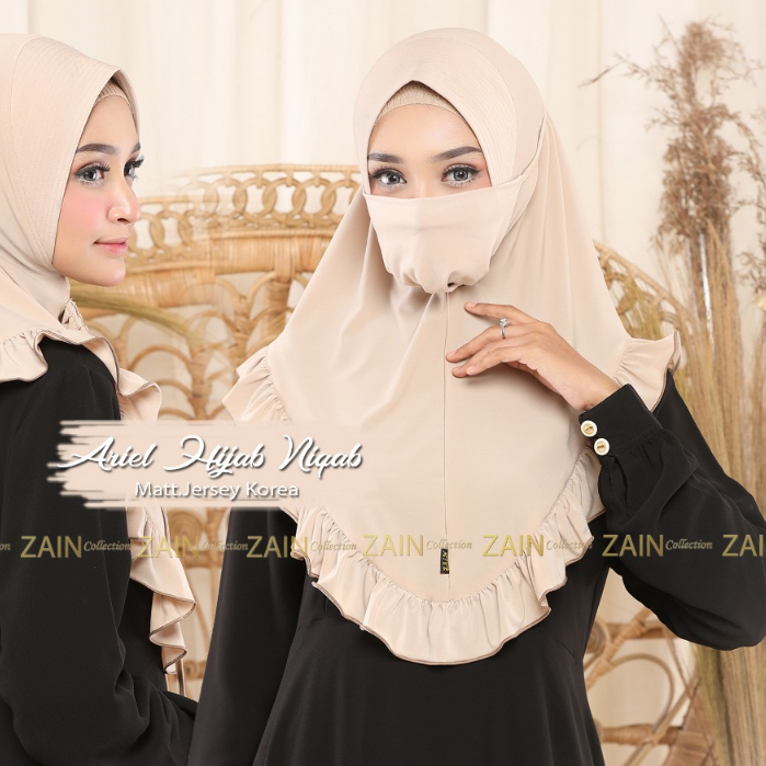 Zain Collection Ariel Kerudung Bergo Pet Soft Jilbab Instan Jersey Ped + Masker