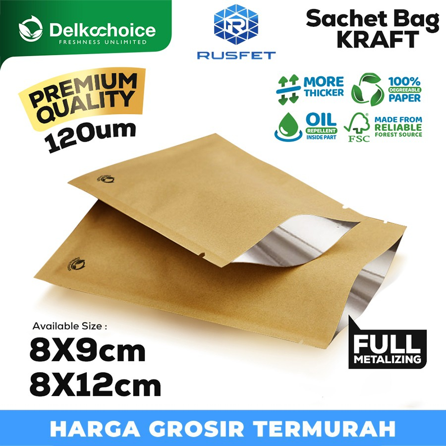 Sachet Bag Kraft Paper PREMIUM Metalizing FOOD GRADE Delkochoice