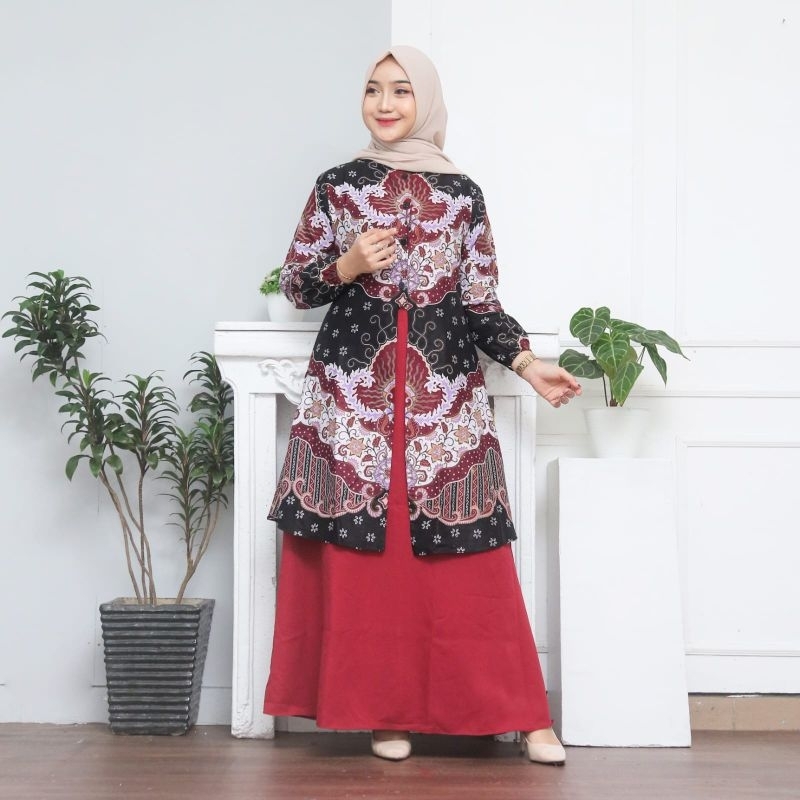 GAMIS BATIK MOTIF, DREES MUSLIM, GAMIS BATIK KOMBINASI