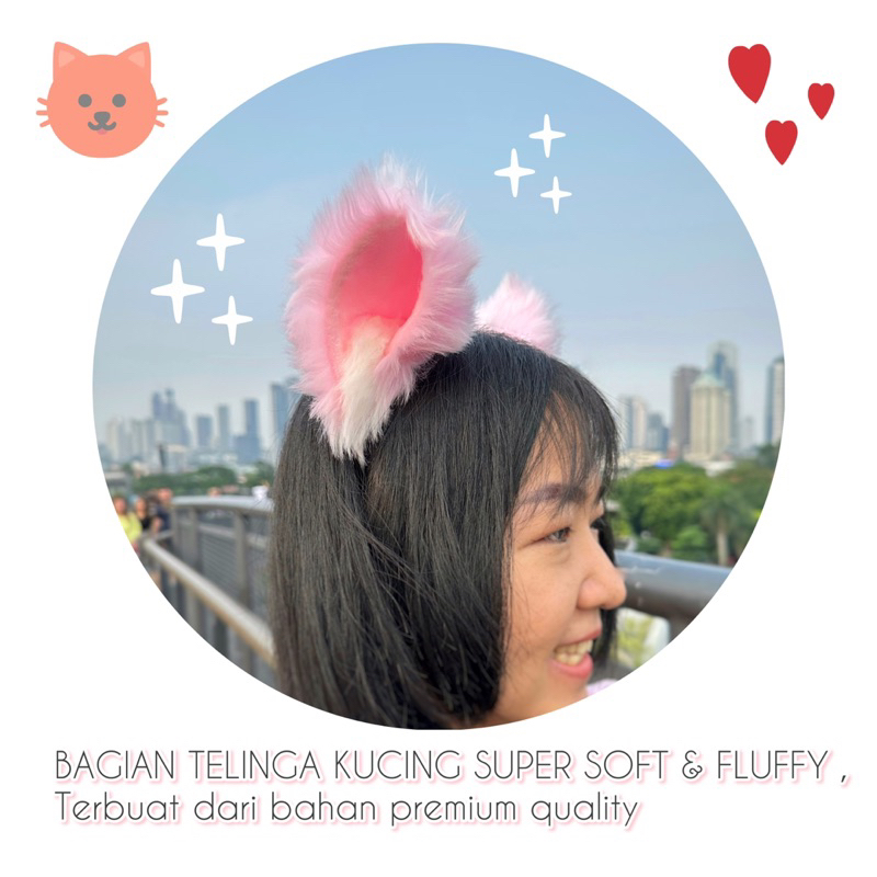 (SUPER PREMIUM) BANDO KUCING NEKOMIMI JUMBO / BANDO KUCING COSPLAY TIKTOK / BANDO KUCING LONCENG BULU