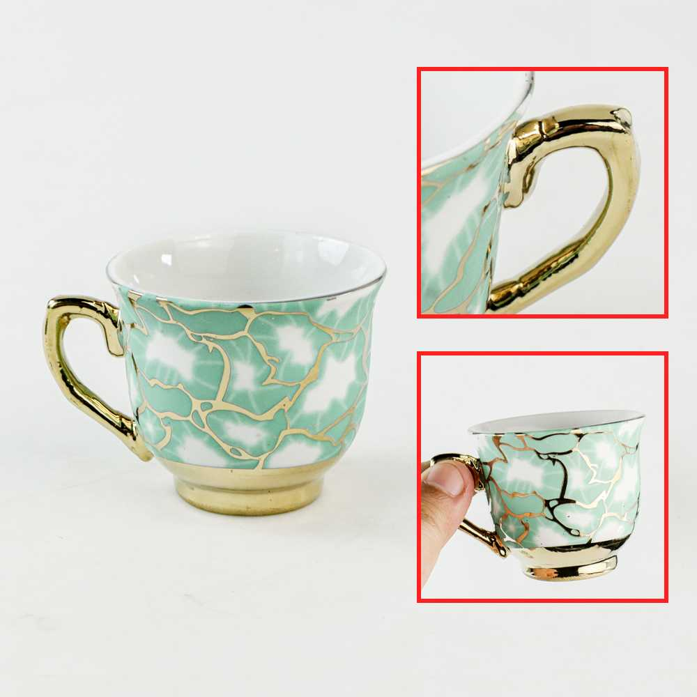 Cangkir Keramik Set 6 in 1 European Style Perlengkapan Minum Teh Kopi Desain Minimalis Elegan Berkualitas