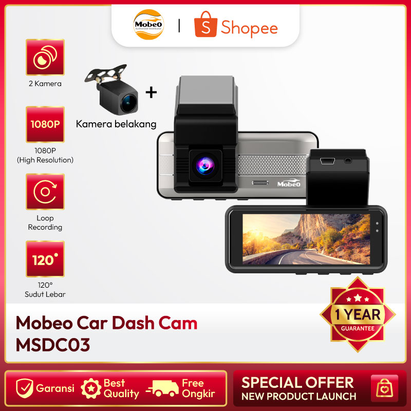 (EXTRA VOUCHER 200K)  Mobeo Car Dash Cam MSDC03 (Front and Rear Camera)