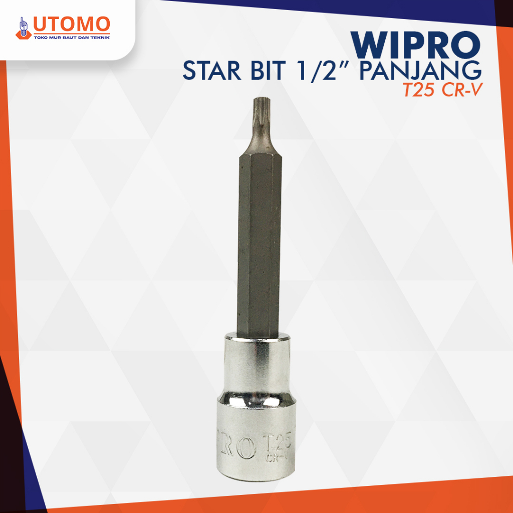 Wipro T25 Panjang Mata Kunci Sok L Bintang Socket 1/2" StarBit Socket