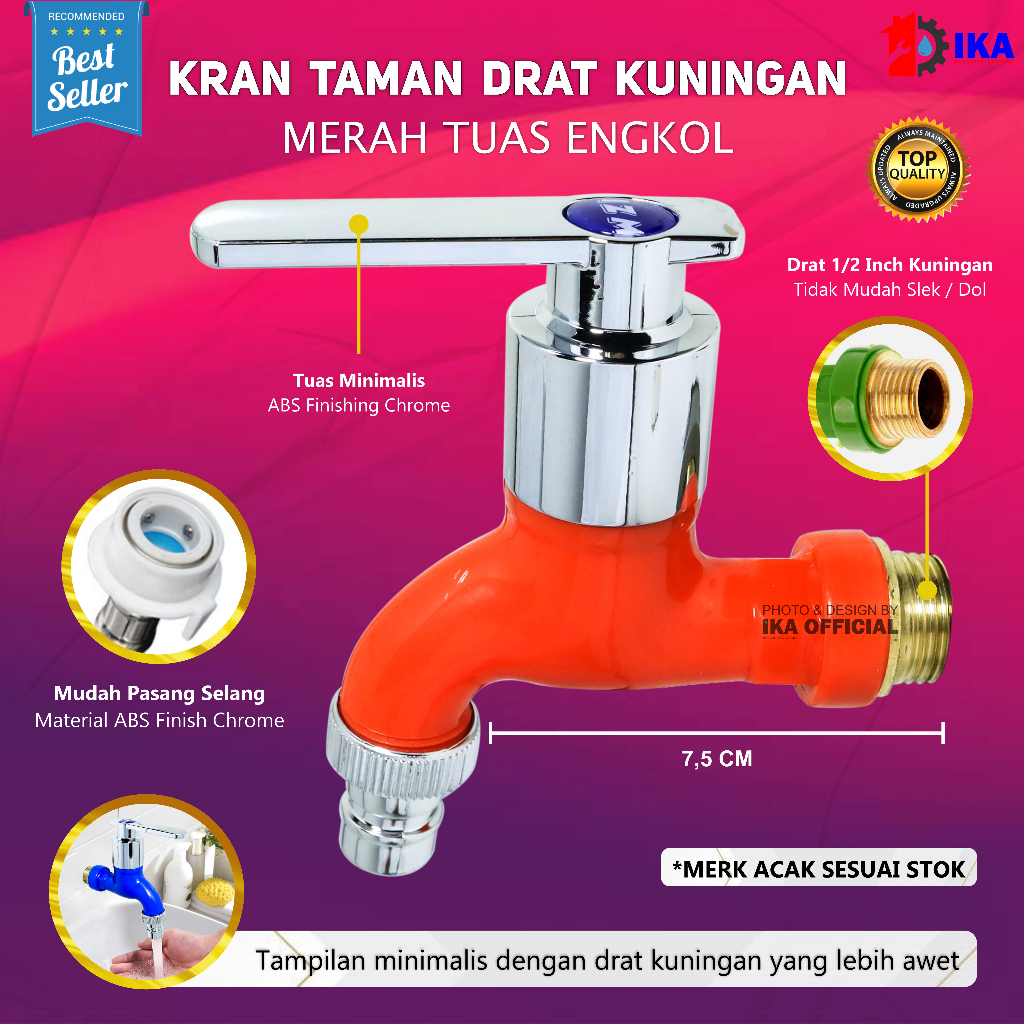Kran Air Engkol Taman PVC 1/2 Inch Drat Kuningan Kran Air Plastik 1/2&quot; Drat Kuningan Keran Taman 1/2 Inch Engkol Papan