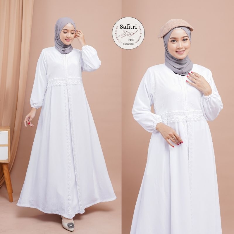 AISYA DRESS Gamis putih bersih hitam Thawaf Umroh Manasik Haji by Safitri Fashion