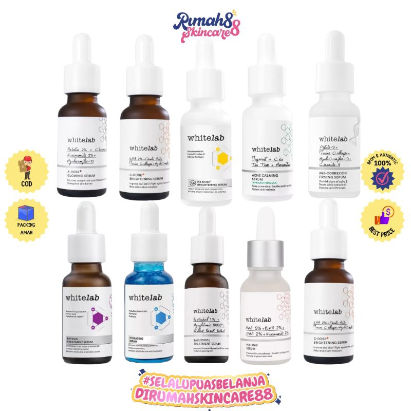 WHITELAB Face Serum All Series / Intense Brightening serum / Intensive Care Serum / Peeling Serum / Acne Calming Serum / C-Dose Serum / A-Dose Serum / NMF Serum | Bakuchiol Serum Whitelab Retinol Serum