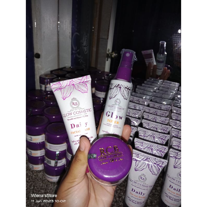 Skincare RCB GLOW COSMETIC Paket Reguler (FacialWash,Toner,CreamAllInOne) BPOM