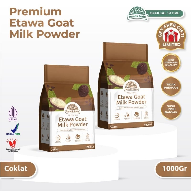 

Ternak Sada - Susu Kambing Etawa Bubuk Rasa Cokelat Belgian 1 Kg Premium Organik