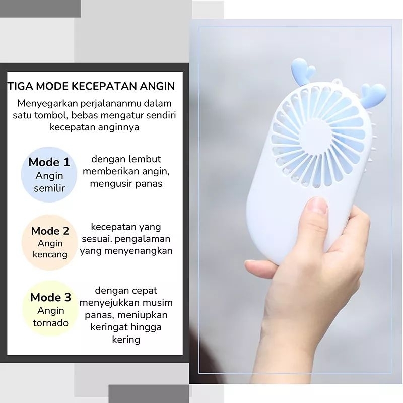 Kipas Mini Portabel Recharge Pocket Fan