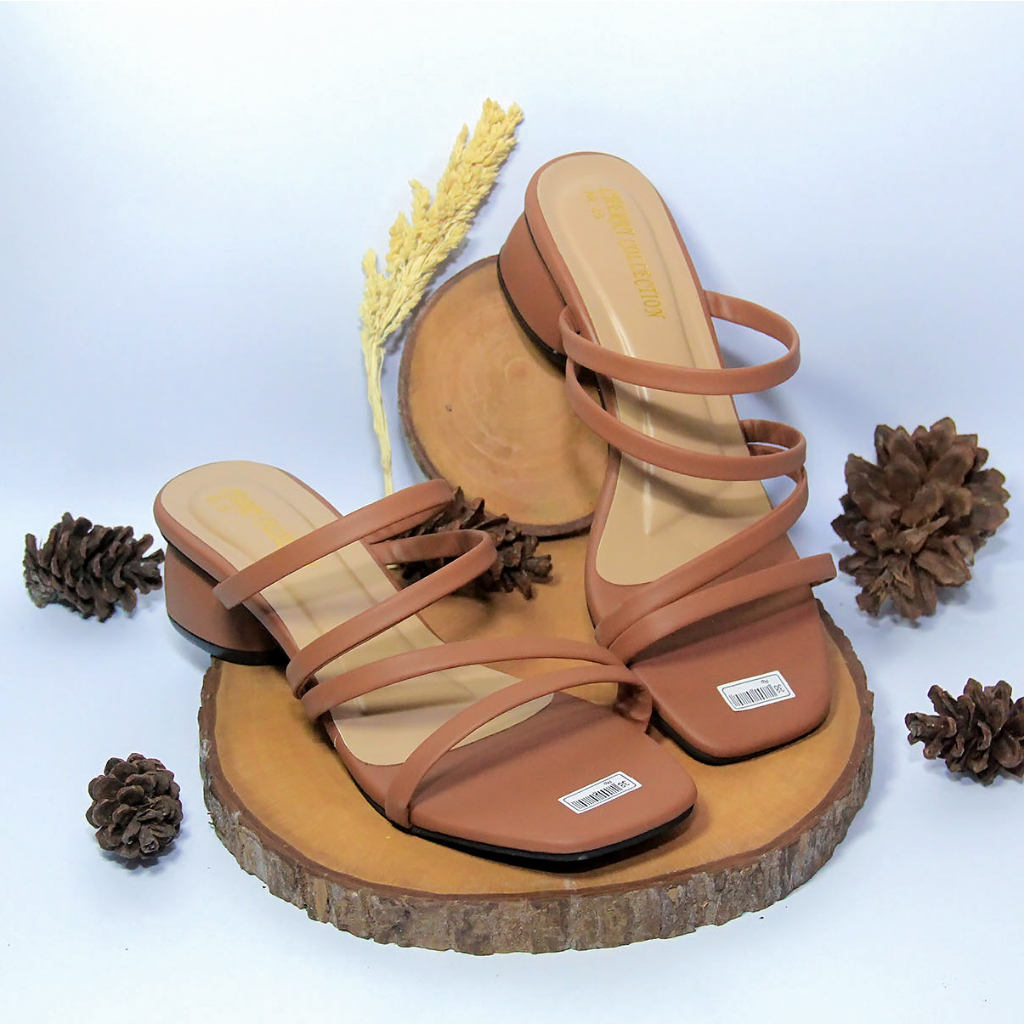 SANDAL HEELS WANITA CHUNKY HAK 3CM CERRY COLLECTION