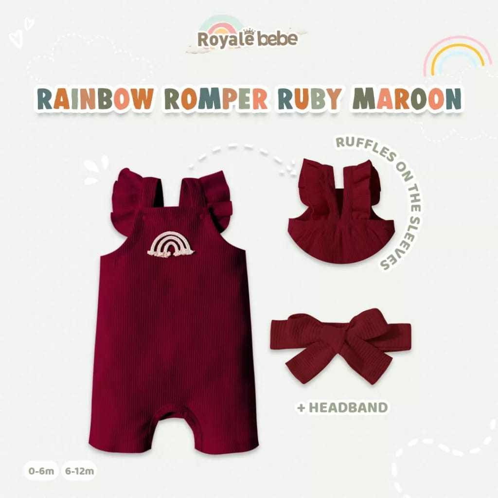 Royale Bebe 0-12m Rainbow Romper + Bandana (RB-RBR)