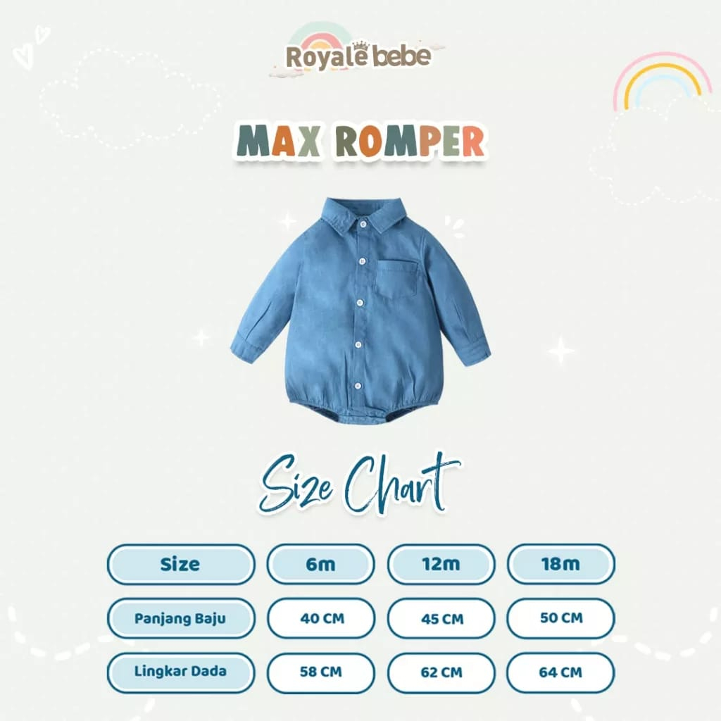 Royale Bebe Max Romper Kerah - Romper Kemeja Anak (RB-MR)