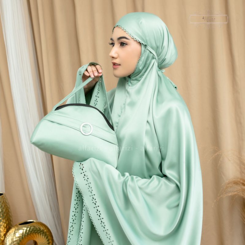 Mukena Dewasa Daily Silk Lasercut 2in1 Mewah Alena Series