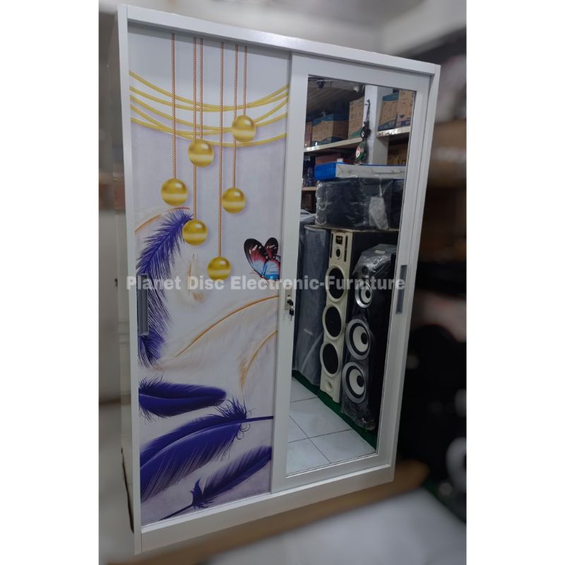 Lemari Pakaian Plat Besi Sliding 120cm lemari baju lemari anti rayap lemari tahan banjir lemari besi