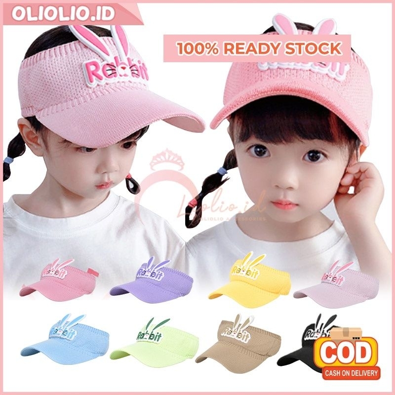 Topi Anak Rajut Visor Pantai SUNSHADE Motif Rabbit Anti UV