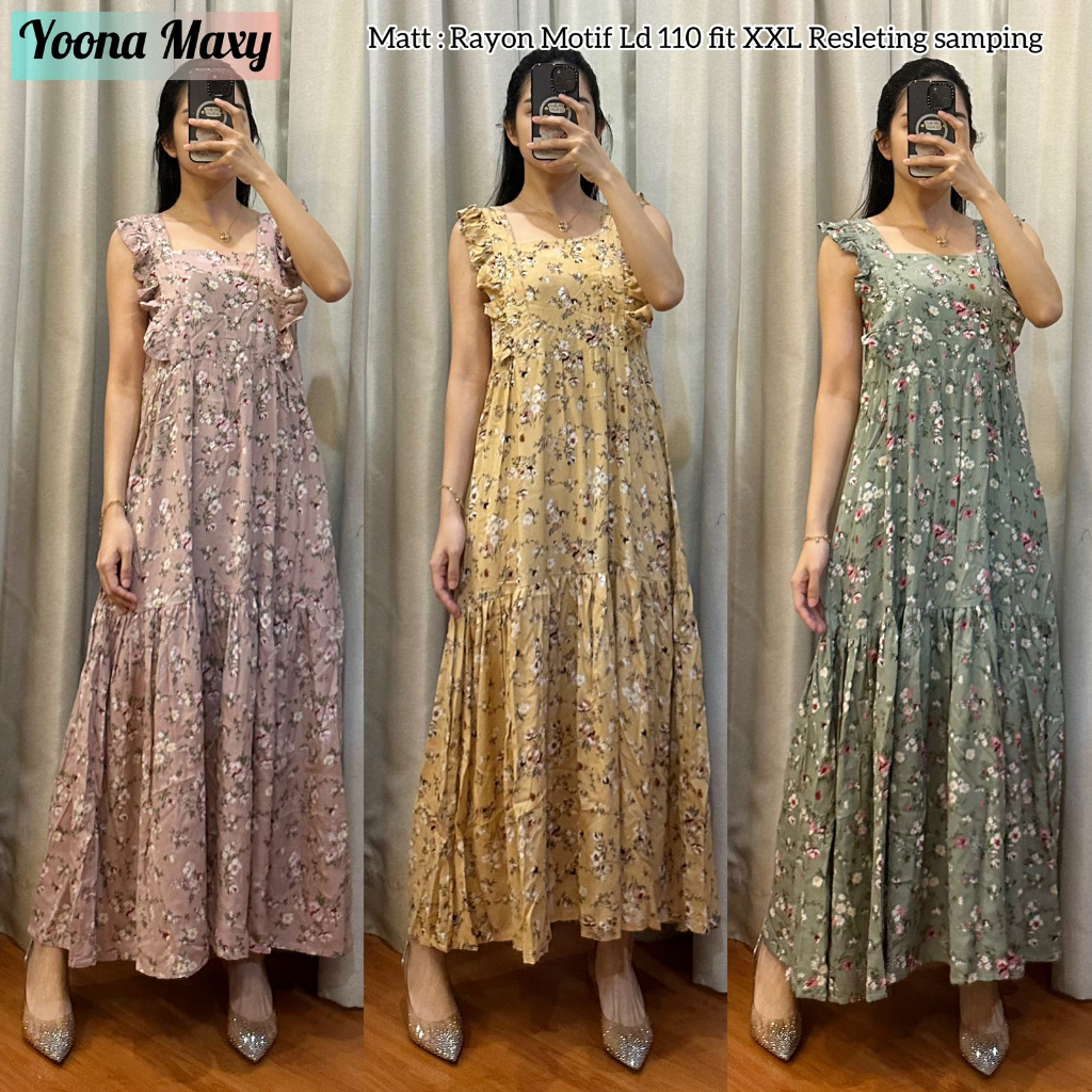 INER MAXY BUNGA YOONA BAHAN RAYON / INNER RAYON MAXY DRESS BUNGA KECIL