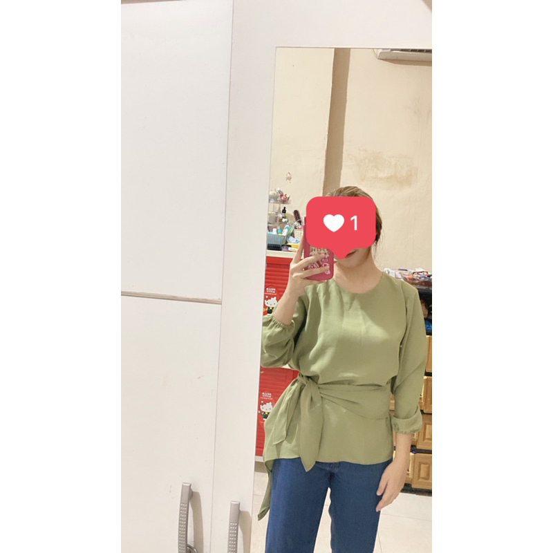 Tunik hijau ada tali samping