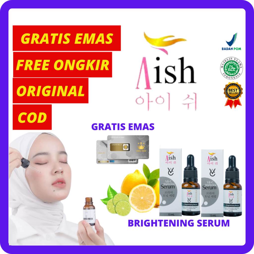 PROMO AISH Skincare Skin Care Serum Korea Brightening Glowing Glow Up Serum Pencerah Mencerahkan Kulit Muka Wajah Pria Wanita BPOM HALAL