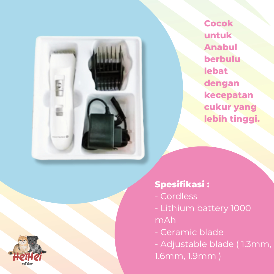 Holytachi Pet Hair Clipper 1000mA / Mesin Alat Cukur Bulu Anjing Kucing Lebat / Pet Hair Trimmer / Alat Cukur Rambut Anjing Kucing Hewan