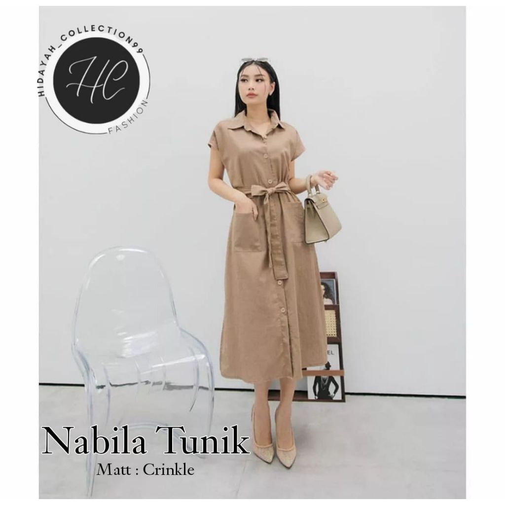 NABILA TUNIK WANITA TERBARU 2023 TUNIK IMPOR KEKINIAN LONG TUNIK FASHION WANITA KOREAN STYLE AOUTFIT MINIMALIS TREND WANITA STYLIS TERBAIK BAHAN CRINKLE