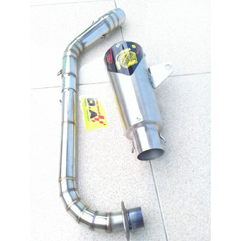 Knalpot Bebek 4Tak Racing Fulset Leher Stenlis Cacing.