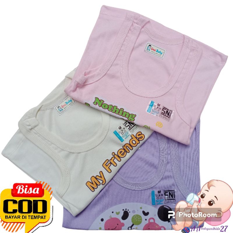 One baby 3PC Kaos Oblong Bayi Lengan Kutung Full Gambar Ukuran S M L XL SNI Nyaman Murah Berkualitas