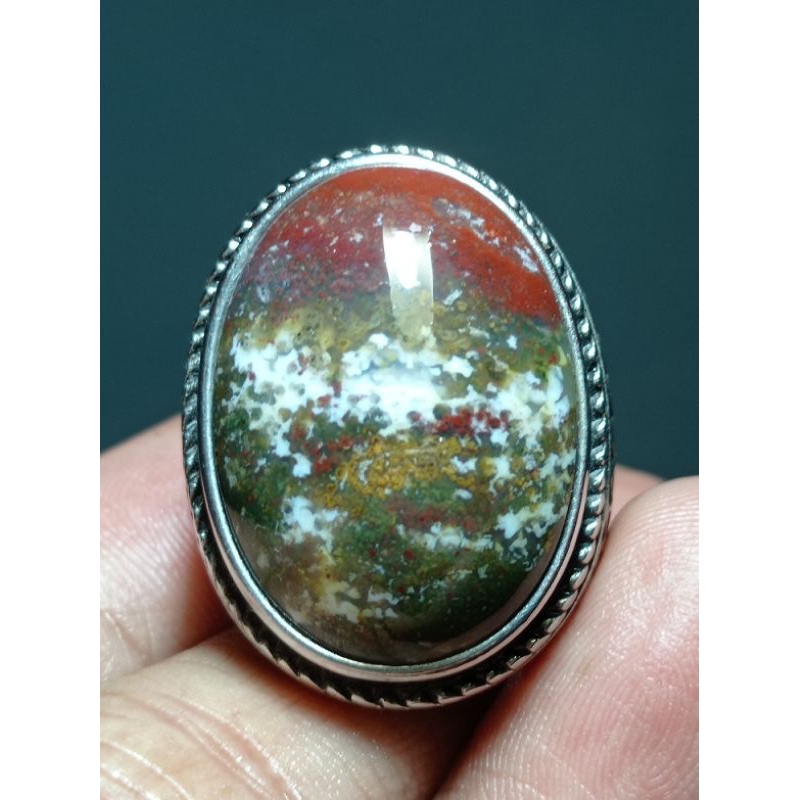 cincin batu akik lumut pancawarna klawing antik motifnya lain garut bacan doko