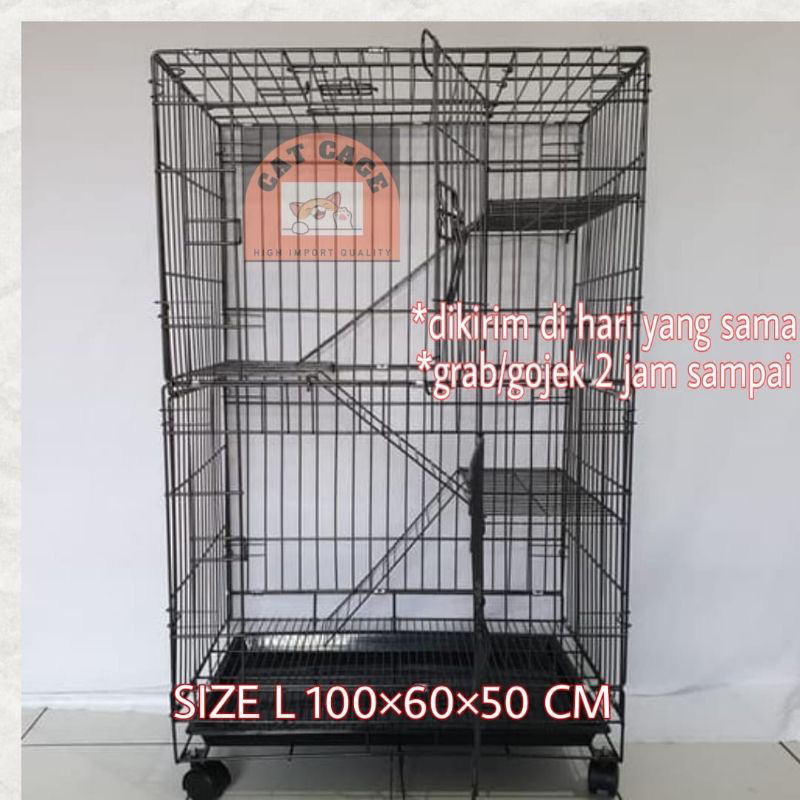 KANDANG KUCING MURAH Tingkat 3 + Roda Size 100×60×45 CM