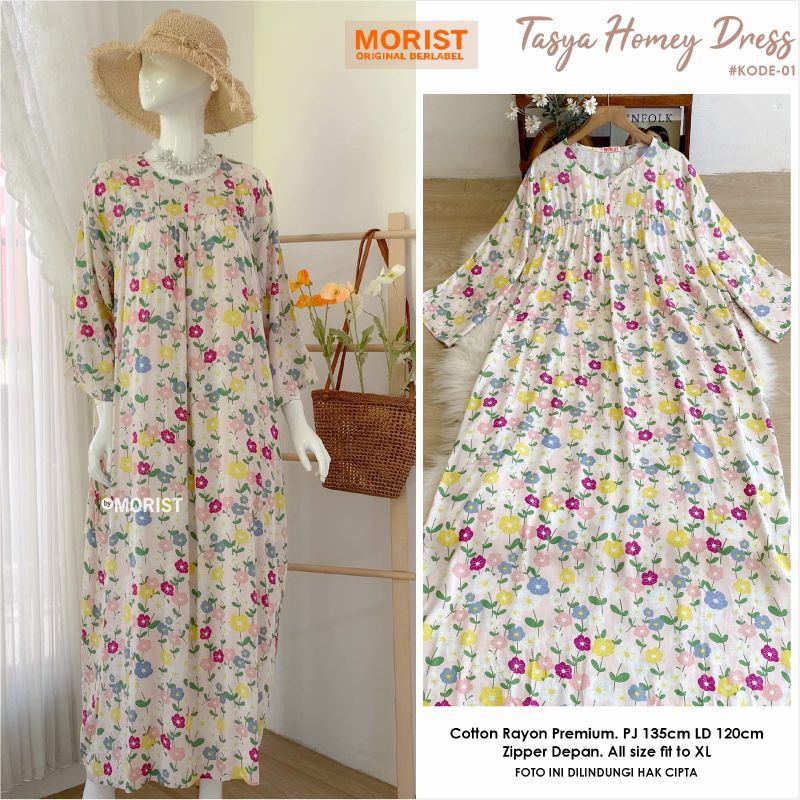 Daster Homey Dress Set Motif Original Morist [Buna Aura Momy Tasya]